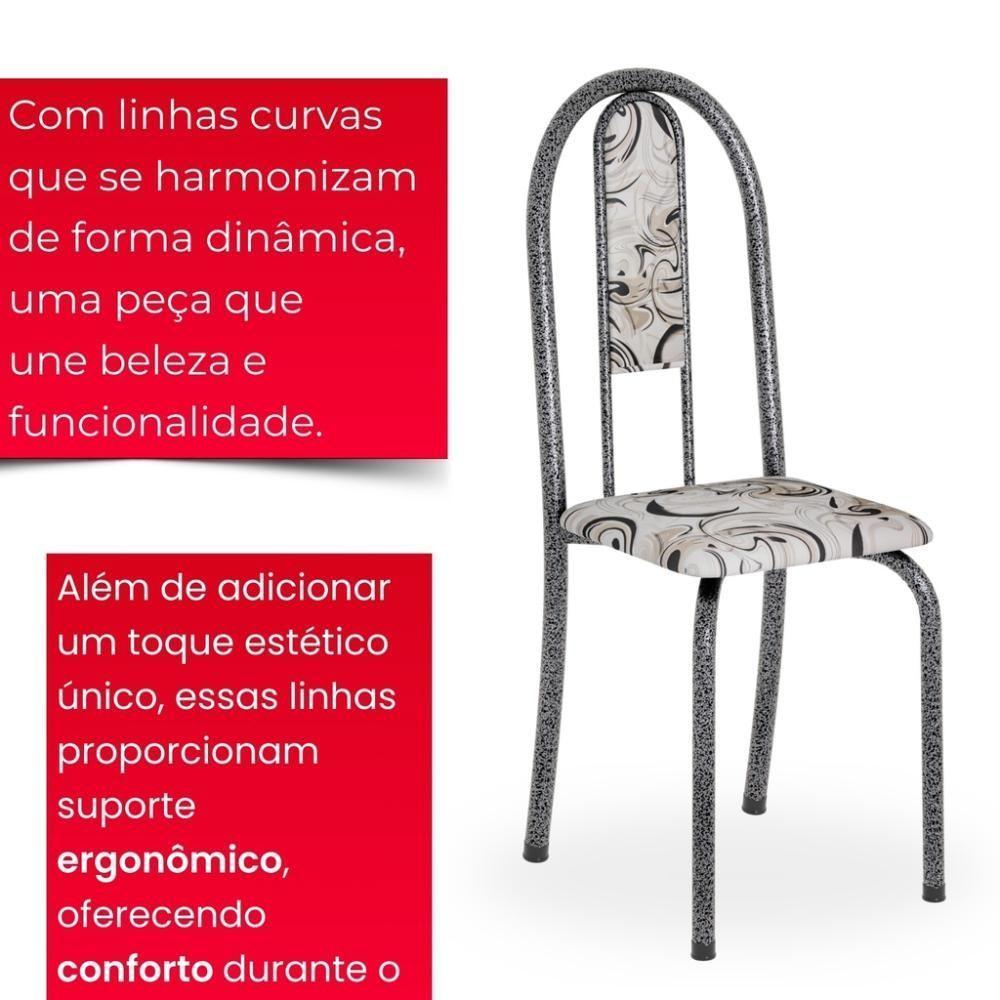 Conjunto De Mesa Tubular 4 Cadeiras 70x70cm Mart Prata Com Tampo Em Granito Topázio Isabel 048 - Tudo De Móveis Botanic Bege - 8