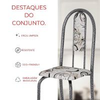 Conjunto De Mesa Tubular 4 Cadeiras 70x70cm Mart Prata Com Tampo Em Granito Topázio Isabel 048 - Tudo De Móveis Botanic Bege - 7