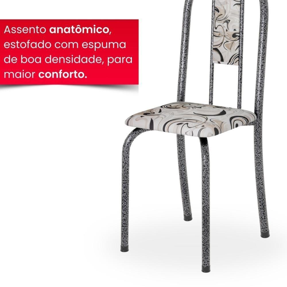 Conjunto De Mesa Tubular 4 Cadeiras 70x70cm Mart Prata Com Tampo Em Granito Topázio Isabel 030 - Tudo De Móveis Preto Floral - 7