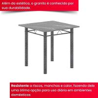 Conjunto De Mesa Tubular 4 Cadeiras 70x70cm Mart Prata Com Tampo Em Granito Topázio Isabel 030 - Tudo De Móveis Preto Floral