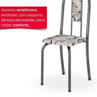 Conjunto De Mesa Tubular 4 Cadeiras 70x70cm Mart Prata Com Tampo Em Granito Topázio Isabel 030 - Tudo De Móveis Preto Floral - 7