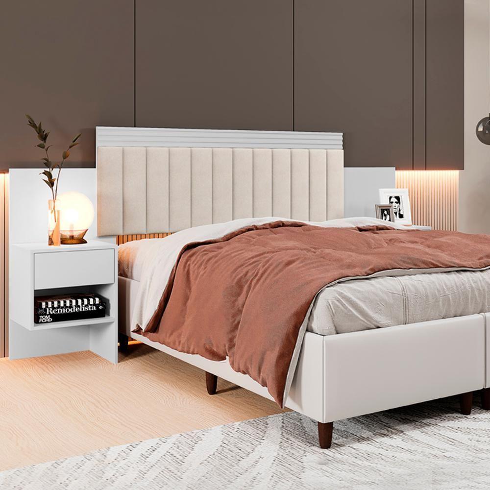 Cabeceira Estofada Prime Colchão 1,40m E 1,60m Branco - 1