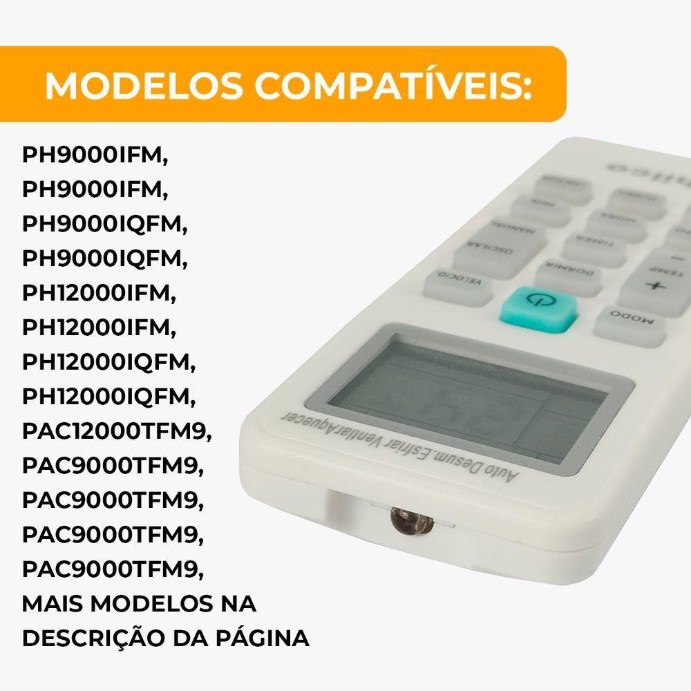 Controle Remoto Ar Condicionado Botão Azul 9.000 E 12.000 Btus - Philco Original - 8