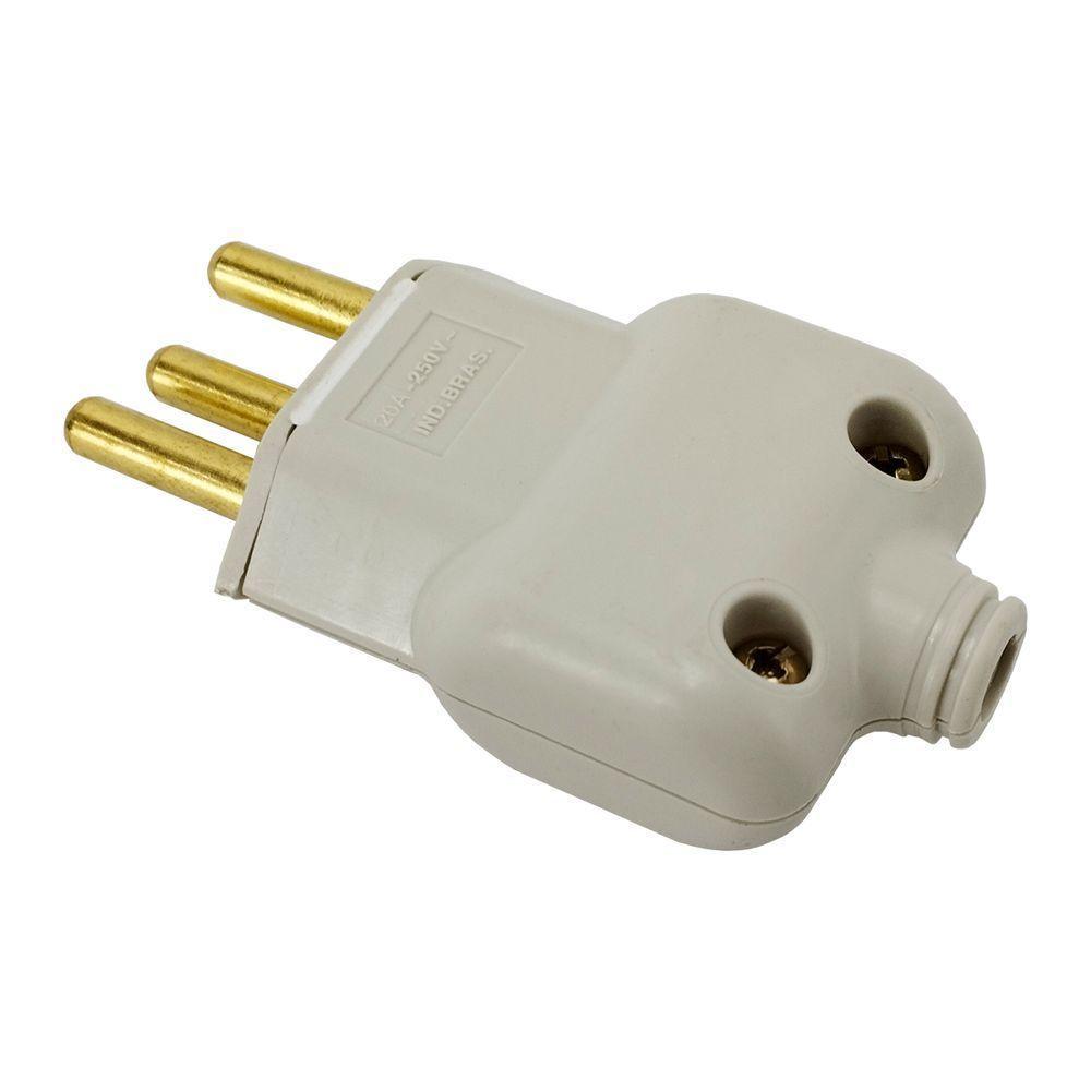 Plug Pino Macho 10a 2 Pinos + T Prensa Cabo - 1