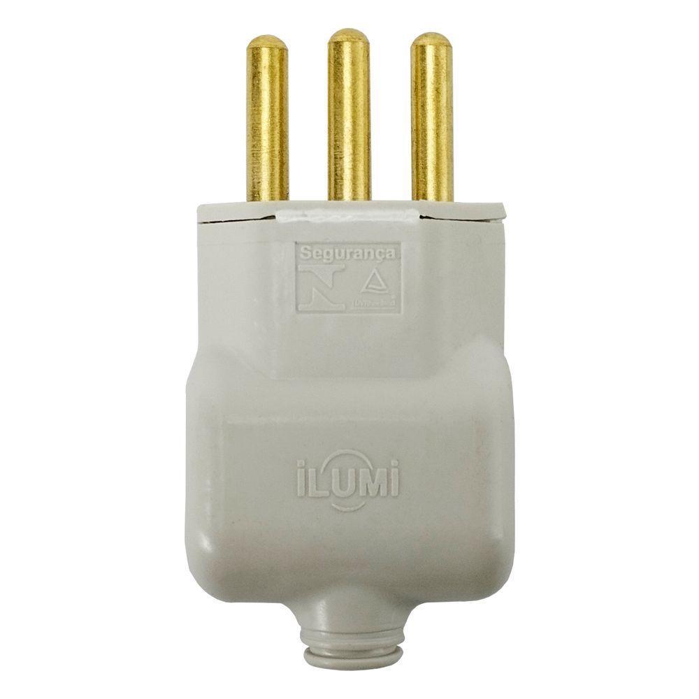 Plug Pino Macho 10a 2 Pinos + T Prensa Cabo - 3