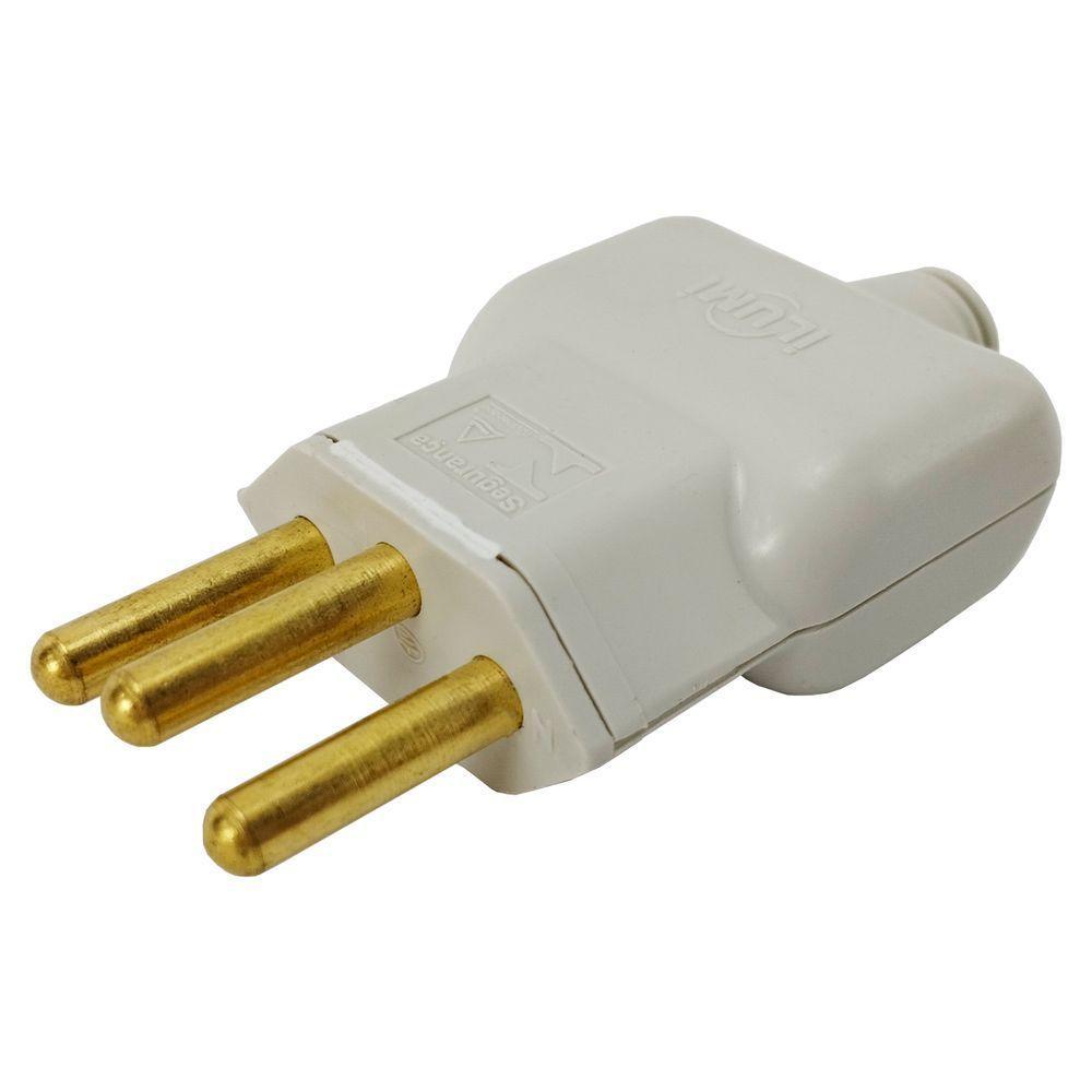 Plug Pino Macho 10a 2 Pinos + T Prensa Cabo - 4