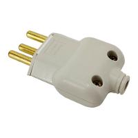 Plug Pino Macho 10a 2 Pinos + T Prensa Cabo - 1