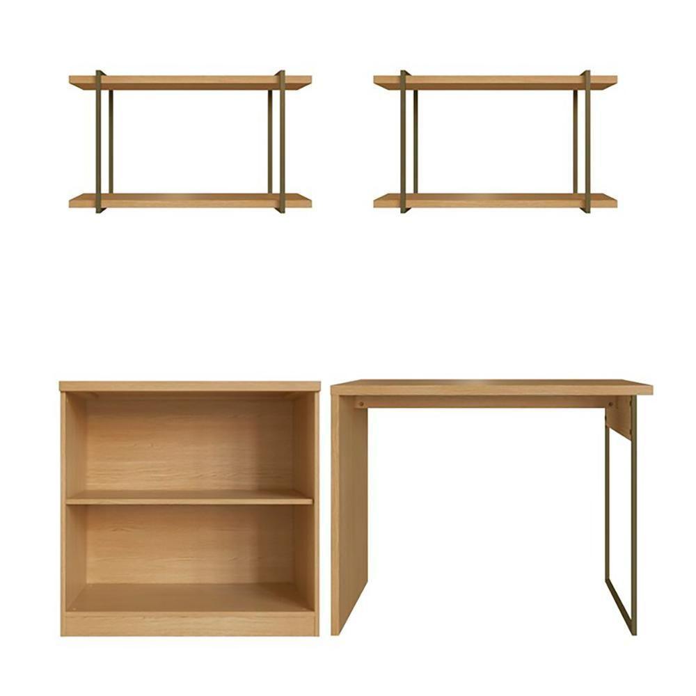 Mesa De Escritório Genialflex Kit Armário Prateleira Sav-bco - 2