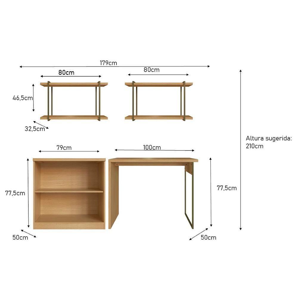 Mesa De Escritório Genialflex Kit Armário Prateleira Sav-bco - 3