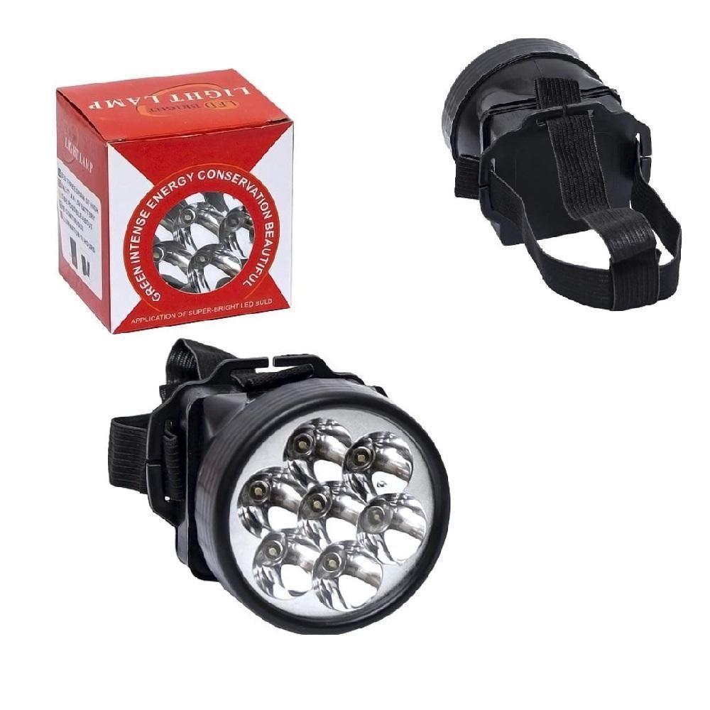 Lanterna De Cabeça 7 Super Leds Ajustável Para Ciclismo, Trilha, Camping E Pesca - A Pilha - 7