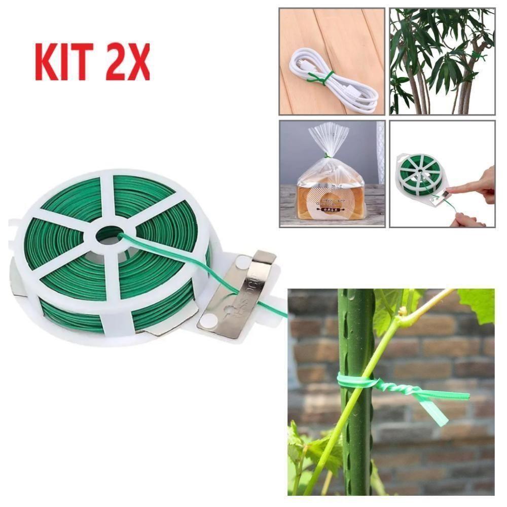 Kit 2 Rolos De Arame Plastificado Verde Com Cortador – 20 Metros Cada | Ideal Para Jardinagem, Paisagismo E Artesanato - 1