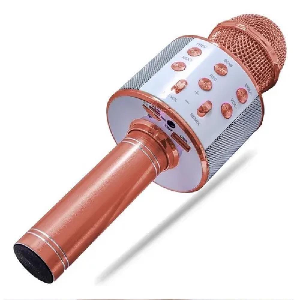 Microfone Karaokê Bluetooth Portátil Recarregável – Rose Gold, Som Potente E Design Elegante - Bivolt - 8