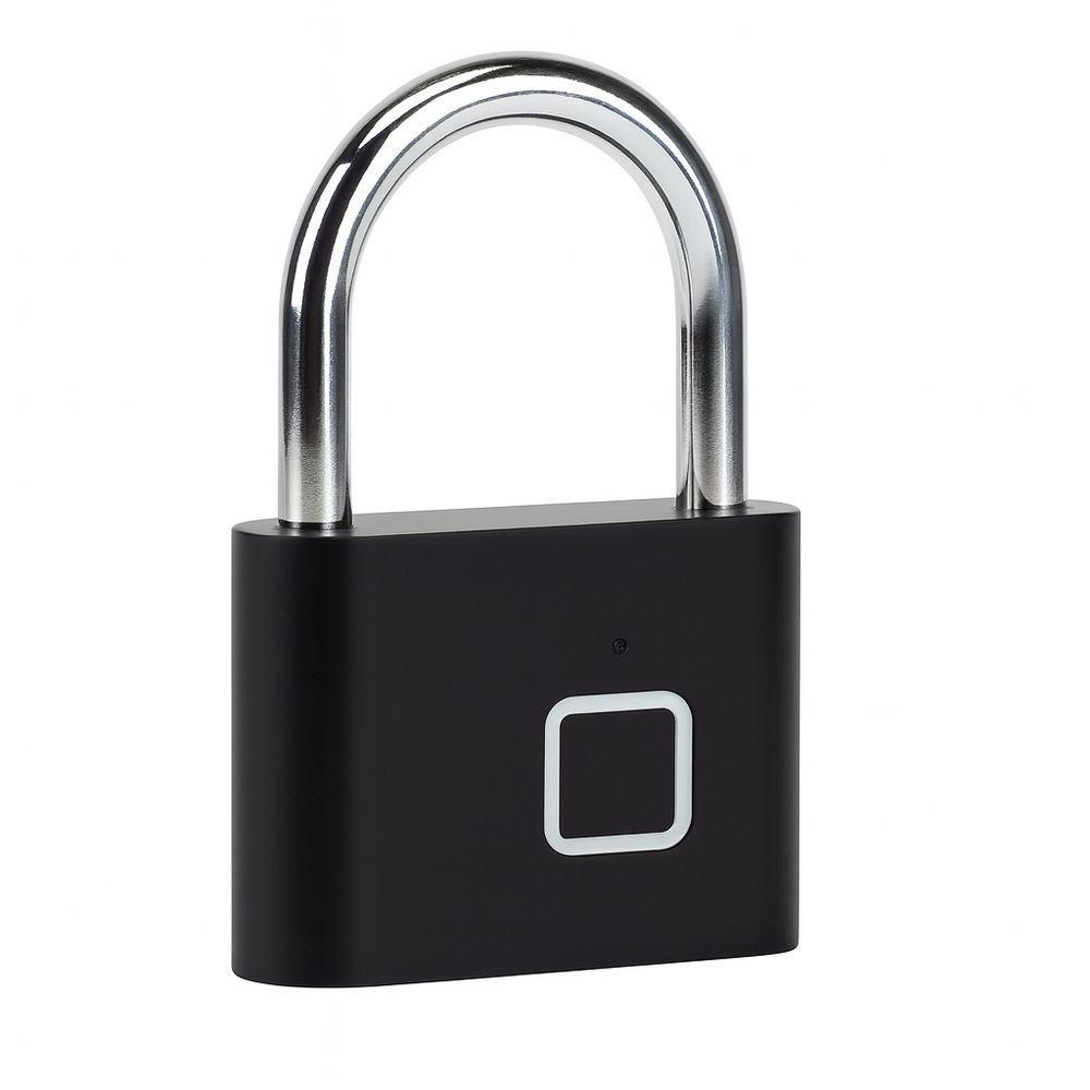 Cadeado Biométrico Com Impressão Digital Preto – Segurança Inteligente Com Estilo E Praticidade - 1