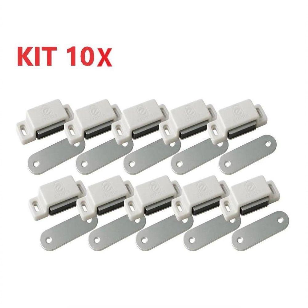 Kit 10 Fechos Magnéticos Com Trava E ímã Branco Para Armários, Portas E Móveis Profissionais - 1