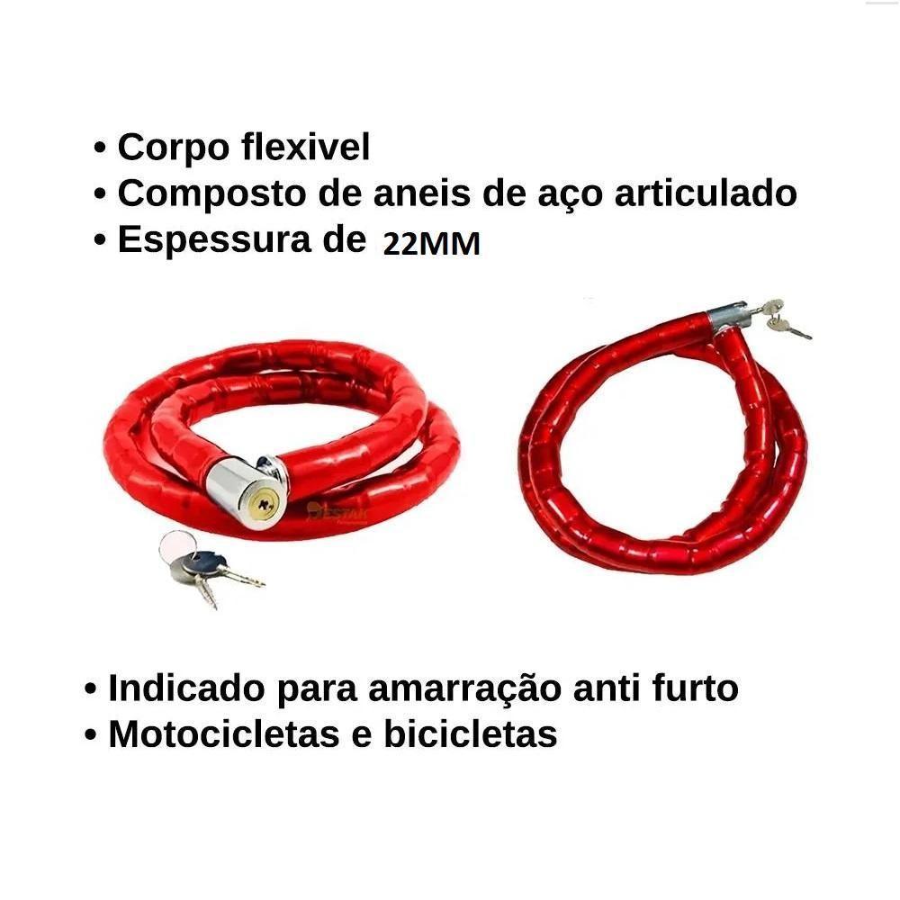 Cadeado Articulado Reforçado 95cm Com Chave Tetra – Segurança Profissional Para Moto, Bike E Portão - 4