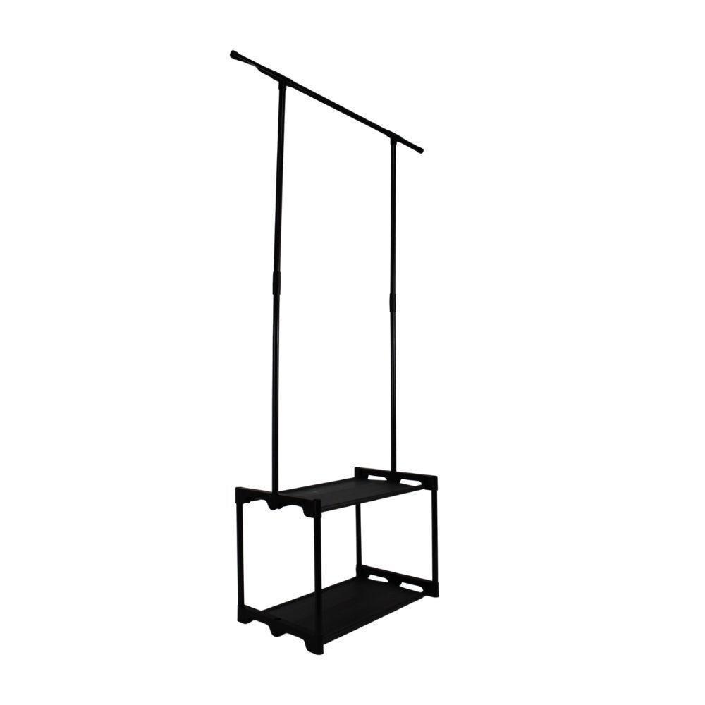 Cabideiro Arara De Roupa 2 Prateleiras Sapateira Organizador Varal Guarda Roupa Loja Quarto Luxo - 5