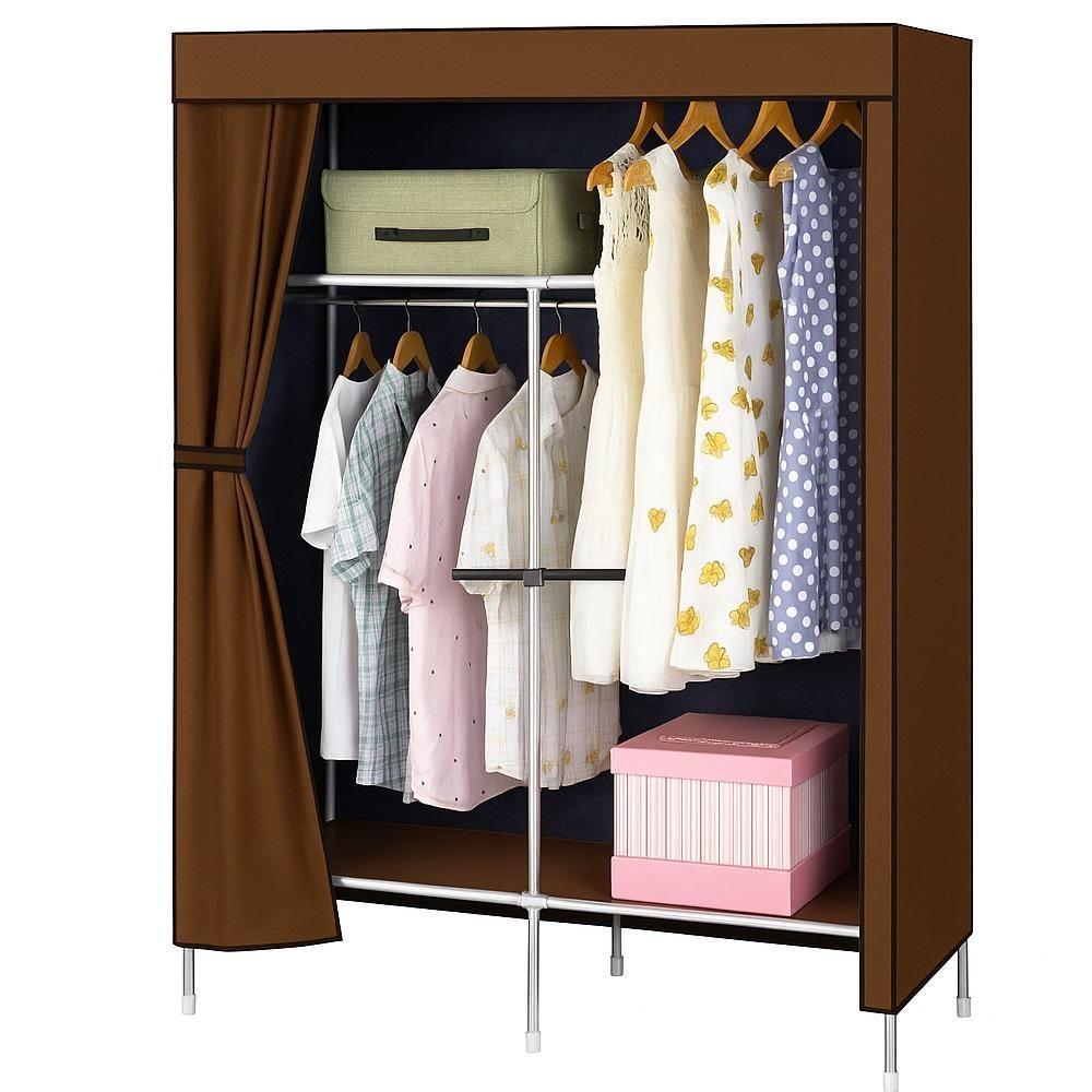 Armario Guarda Roupa Portatil Cabideiro Prateleira Organizador Sapateira Marrom - 1