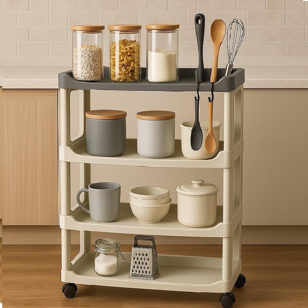 Carrinho Organizador 4 Prateleiras Multiuso Canto Auxiliar Manicure Brinquedos Cozinha Fruteira Quarto Escritorio Varand - 3