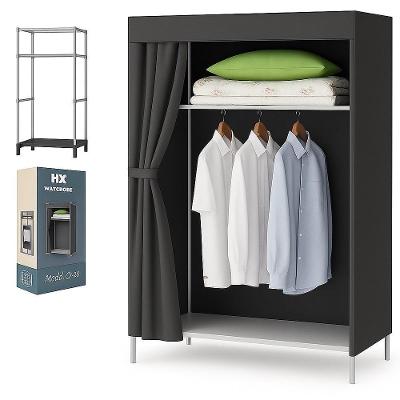 Armario Organizador Prateleiras Compacto Guarda Roupa Portatil Arara Cabideiro Quarto Closet Camping Cinza