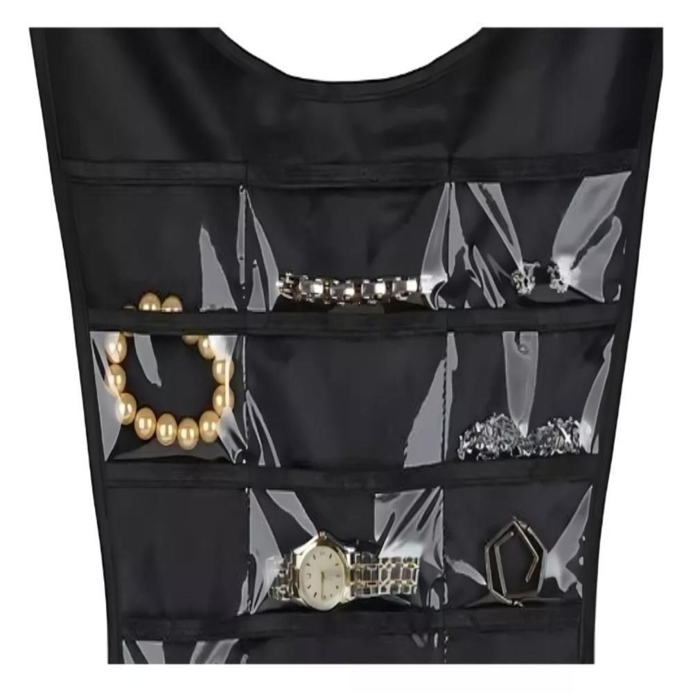 Cabide Organizador Porta Joias Bijuterias Multiuso 2 Em 1 Saco Pendurar Armario Guarda Roupa Brincos Colares Pulseiras - 4