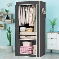 Armario Guarda Roupa Portatil Sapateira Prateleiras Organizador Brinquedos Quarto Toalha Roupa De Cama Cinza