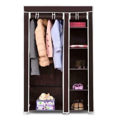 Cabideiro Organizador Portatil 4 Prateleiras Compacto Arara Closet Praia Quarto Brecho Marrom