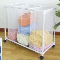 Carrinho Lavanderia Triplo Cesto De Roupas Com Rodinhas Organizador Lencol Toalha Casa Hotel Pousada Com 3 Disivorias - 3