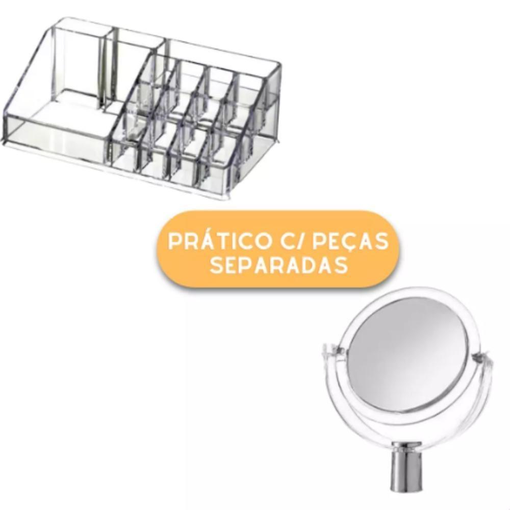 Porta Cosmeticos Maquiagem Organizador 4 Gavetas Espelho Acrilico Batom Pincel - 5