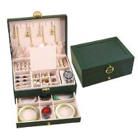 Maleta Caixa Porta Joias Estojo Organizador 2 Niveis Gaveta Aneis Brincos Pulseiras Relogio Verde Praticidade E Eleganci - 1