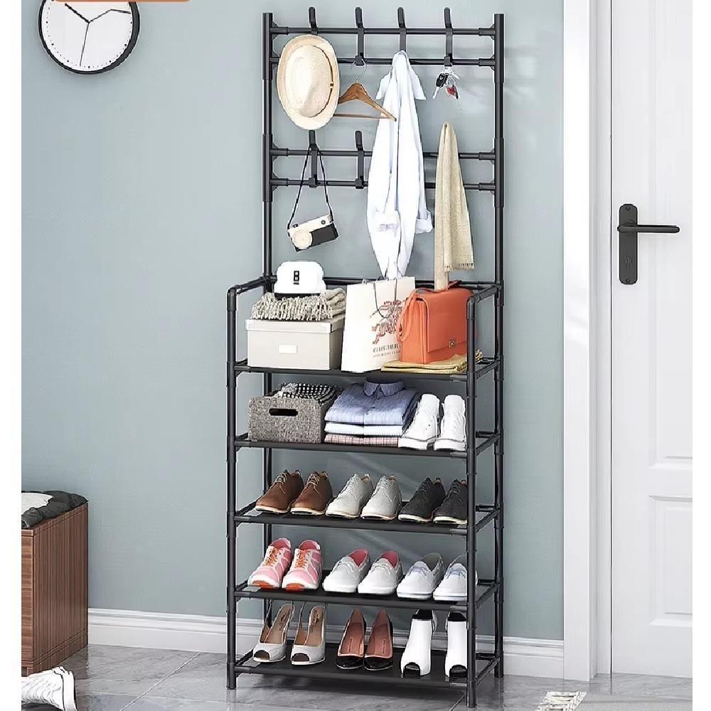 Estante 5 Prateleiras Arara Guarda Roupa Organizador Sapateira Cabideiro Gancho Rack Bolsa Brinquedos Sapatos - 5