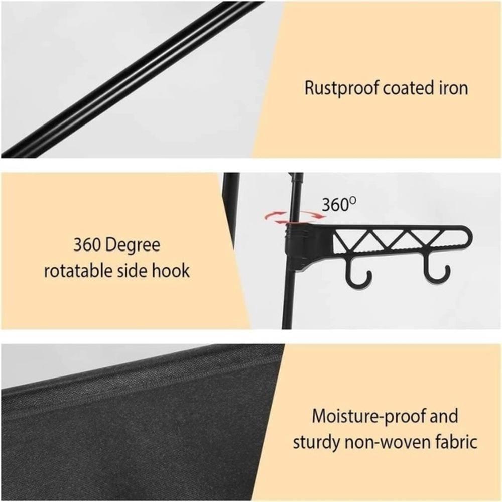 Arara Guarda Roupas Dobravel Cabideiro 6 Prateleiras Armario Sapateira Closet Organizador Portatil Ganchos - 3