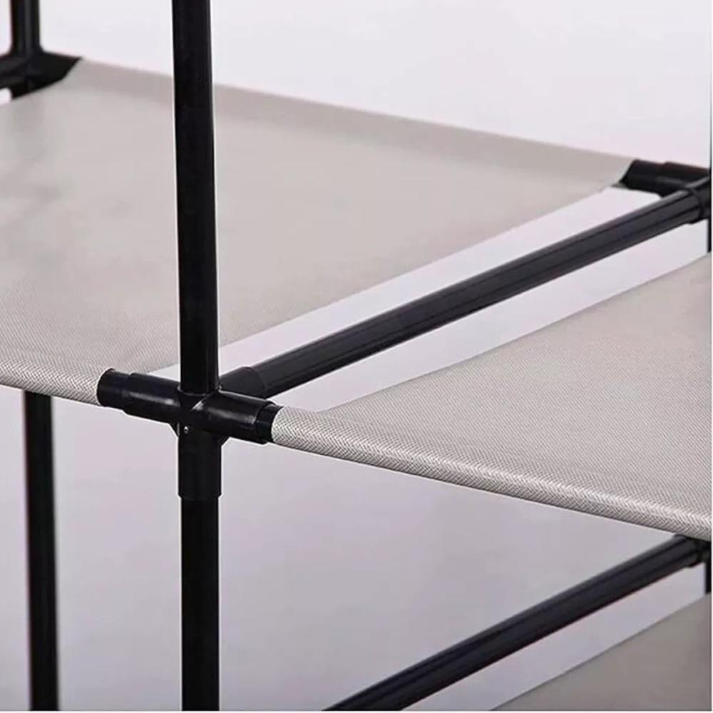 Arara Guarda Roupas Dobravel Cabideiro 6 Prateleiras Armario Sapateira Closet Organizador Portatil Ganchos - 7