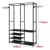 Arara Guarda Roupas Dobravel Cabideiro 6 Prateleiras Armario Sapateira Closet Organizador Portatil Ganchos - 5