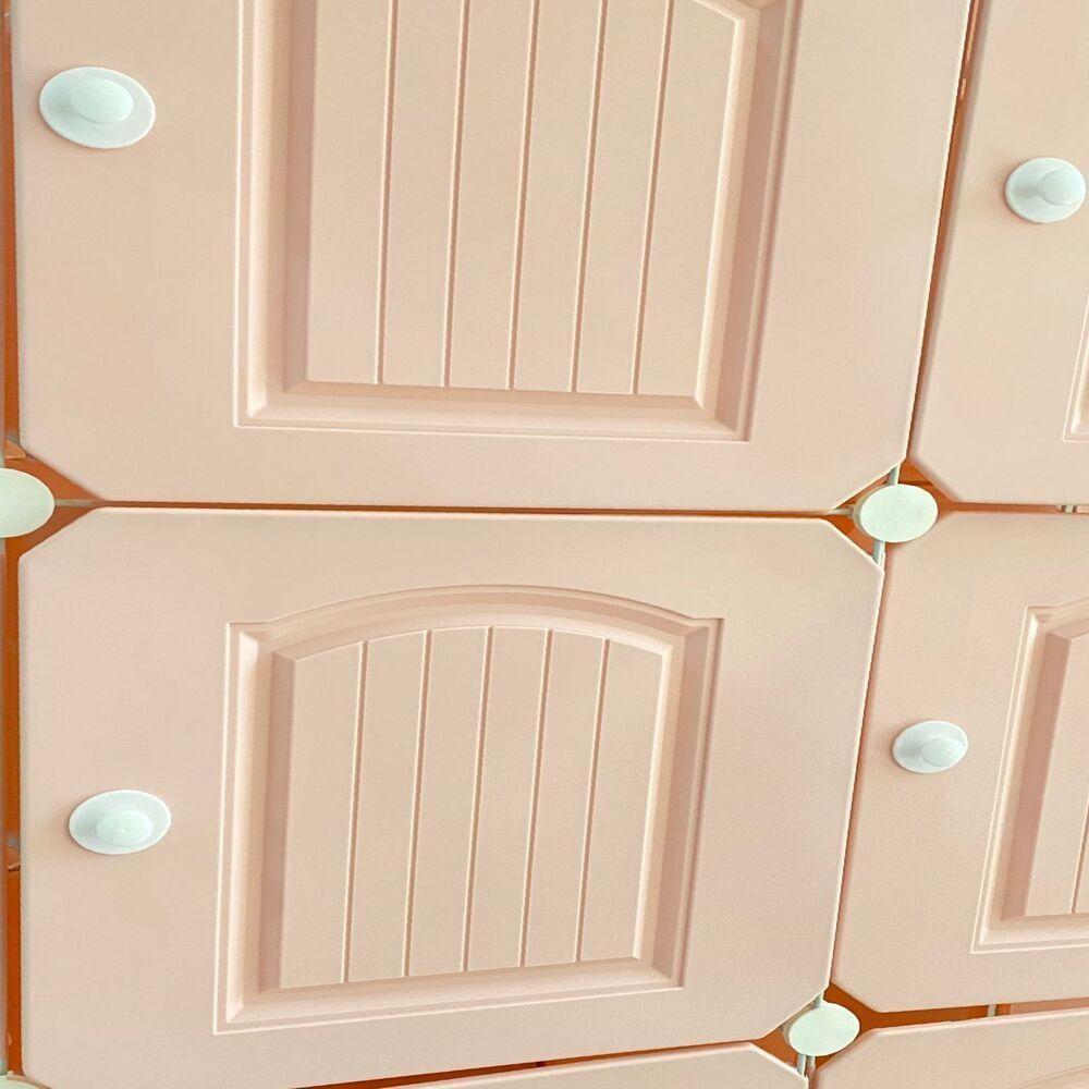 Cabideiro Com 6 Portas Armario Organizador Portatil Modular Rosa Luxo Guarda Roupa Arara Praticidade E Beleza Juntas - 3