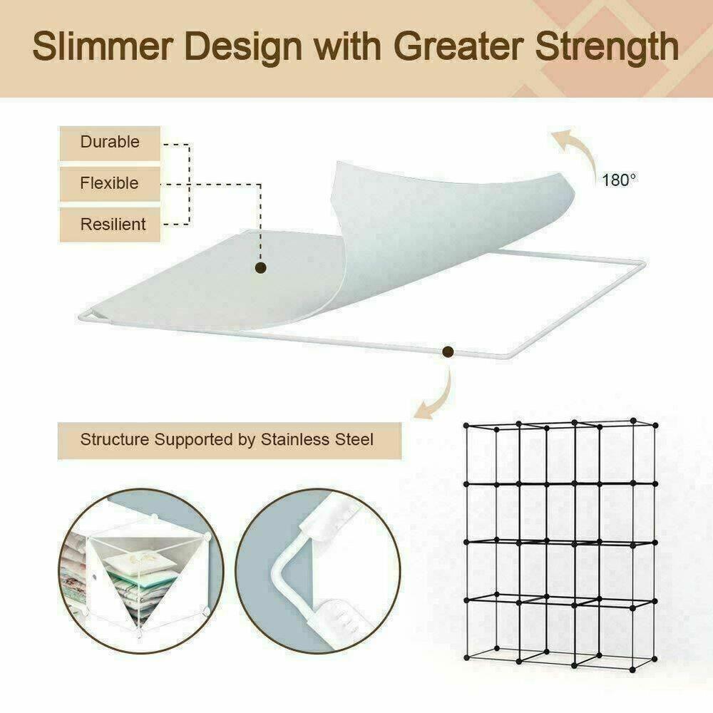 Cabideiro Com 6 Portas Armario Organizador Portatil Modular Rosa Luxo Guarda Roupa Arara Praticidade E Beleza Juntas - 6