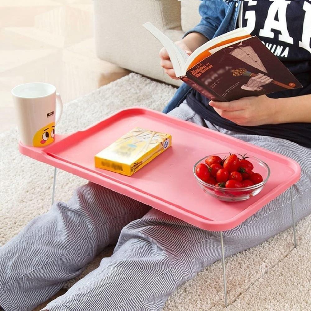 Mesa Notebook Desmontavel Com Suporte Copo Elegante Rosa Praticidade Conforto Estilo Home Office Cama E Lazer - 3