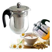 Chaleira Vidro Infusor Inox Bule 500ml Grande Cha Cafe Coador Jarra Transparente Luxo