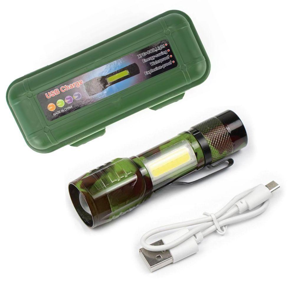 Lanterna Tatica 3 Em 1 Sos Trilha Usb Potente Recarregavel Led Sabre Zoom Mesa Mini De Bolso Militar Multiuso - 1