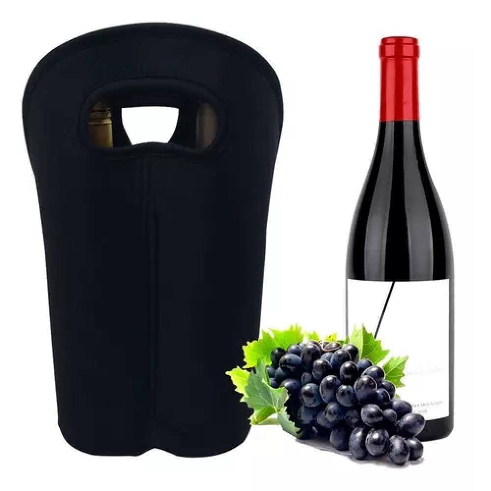 Bolsa Termica 2 Garrafas Porta Vinho Wine Bag Sacola Champanhe Neoprene Acolchoada Portatil Alca Luxo - 1