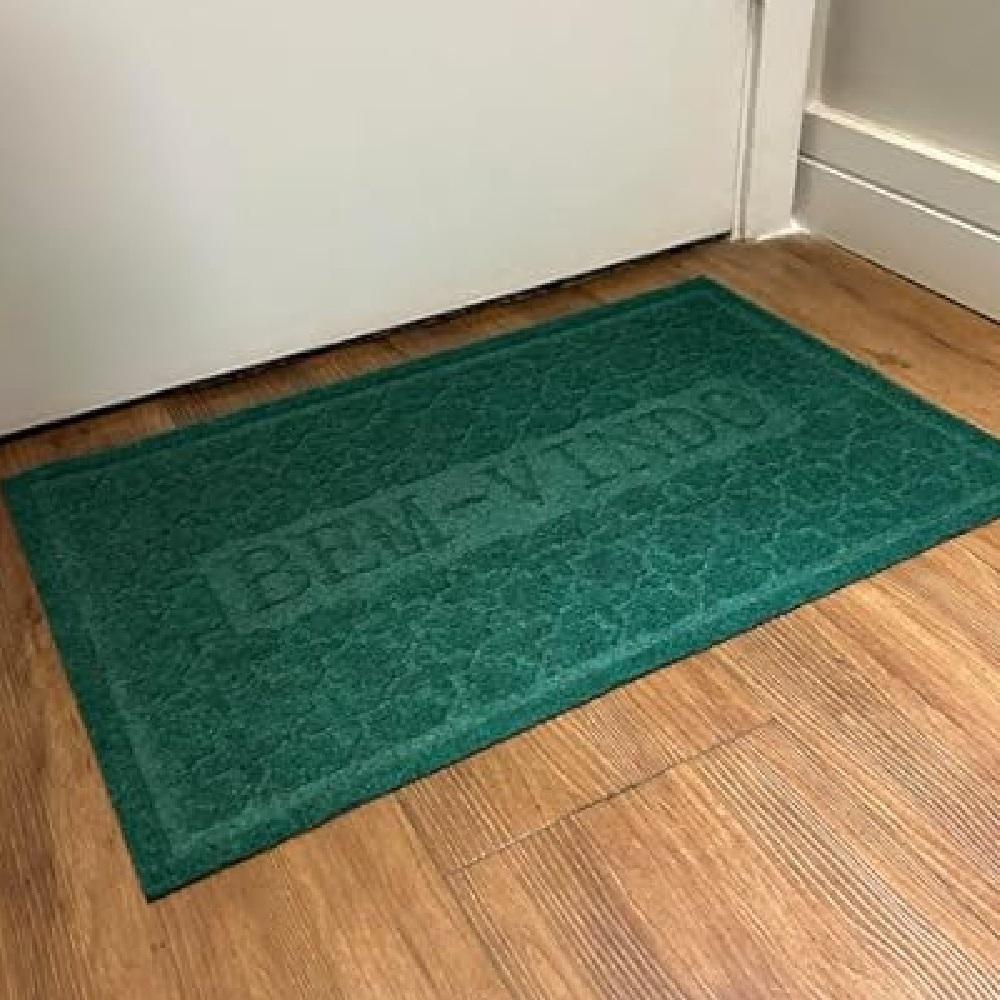 Capacho Emborrachado Aveludado Entrada Portas De Loja Apartamento Tapete Pvc Bem Vindo Verde - 3