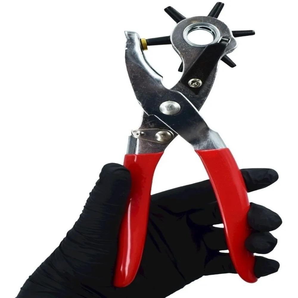 Alicate Furador Couro Vazador Profissional Manual 6 Furos Papel Eva Cinto Borracha Chinelo Feltro Ferramenta Essencial - 2