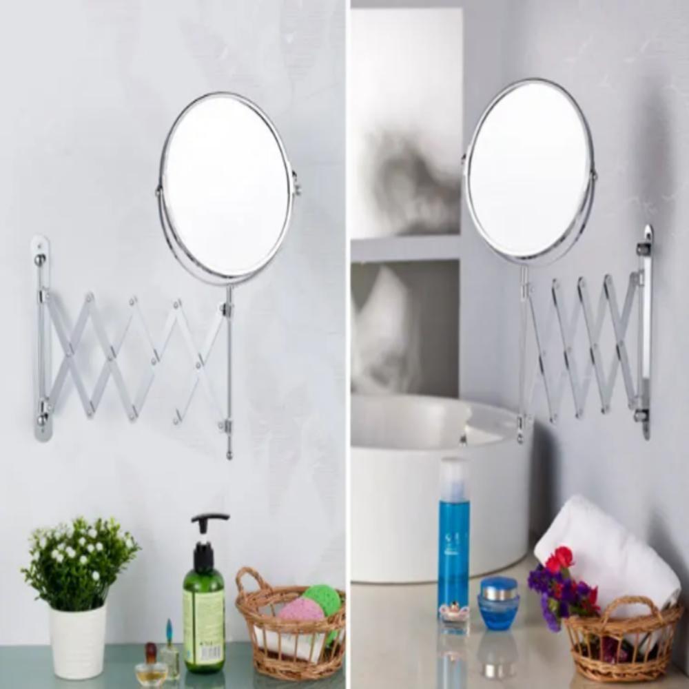 Espelho Aumento 5x Sanfonado Articulado Parede Extensivel Pantografico Dupla Face Banheiro Barbear Maquiagem Sobrancelha - 7