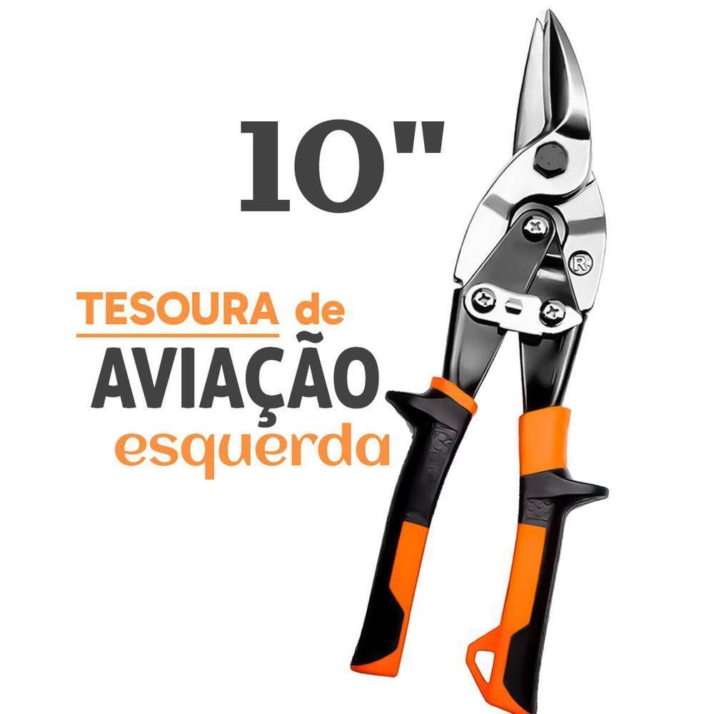 Tesoura Para Chapa Corte Lateral Esquerdo 10 Aço Cromo Vanádio Profissional - 2