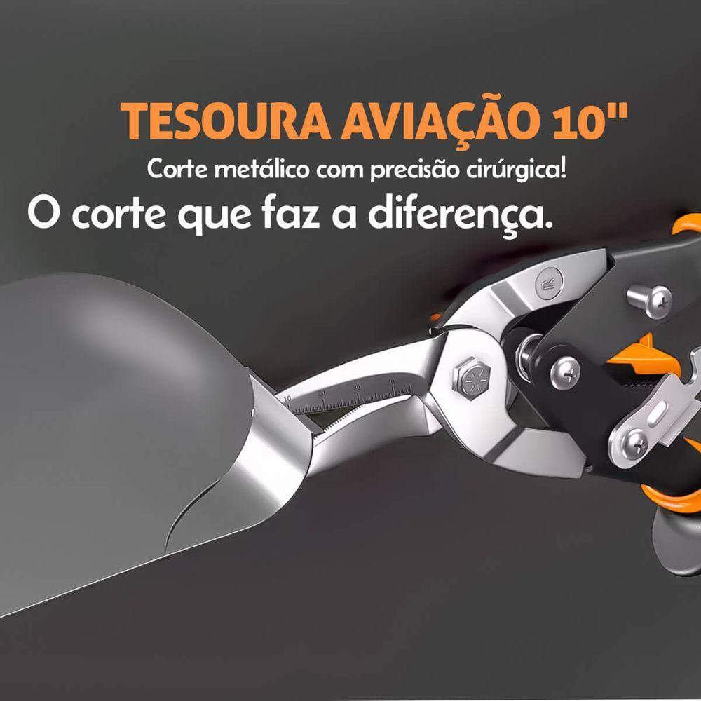 Tesoura Para Chapa Corte Lateral Esquerdo 10 Aço Cromo Vanádio Profissional - 5