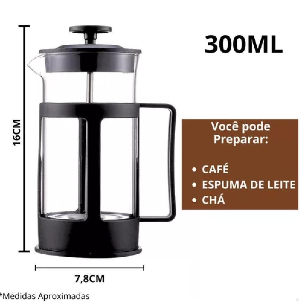 Cafeteira Francesa Prensa Chaleira Vidro Cremeira Cafe Cha Cappuccino Bule French Press 300ml Prepare Bebidas Perfeitas - 5