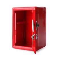 Cofre Metal Portatil Trava Secreta Moedas Documentos Cofrinho Vermelho - 7