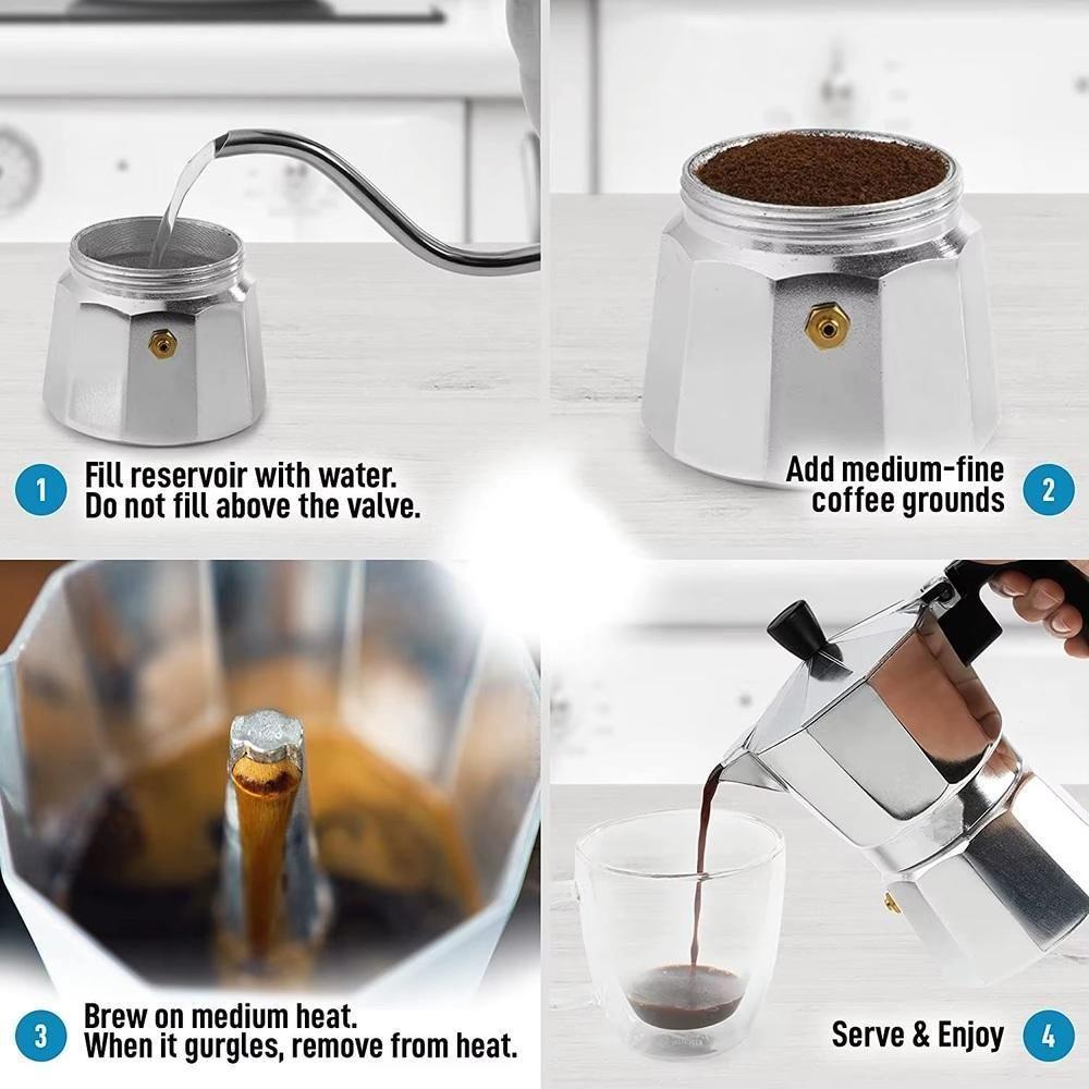 Cafeteira Italiana Preta Black 6 Xicaras Express Luxo Aluminio Grande Manual Profissional - 8