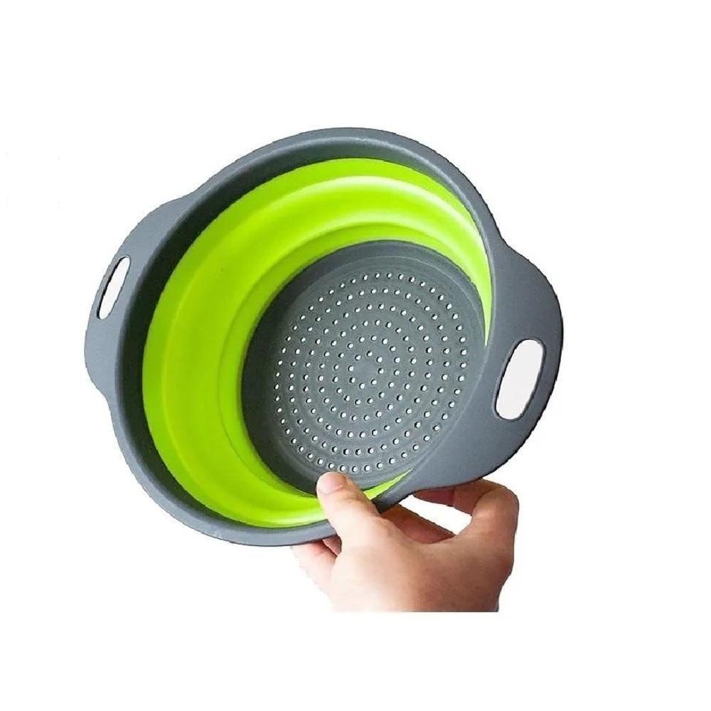 Escorredor Retratil Em Silicone Macarrao Legumes Arroz Salada Cozinha Verde - 9