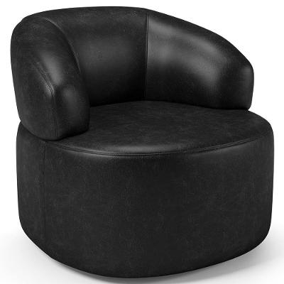 Poltrona Giratória Orgânica Helena L02 Para Sala De Estar Couríssimo Preto Lyam Decor