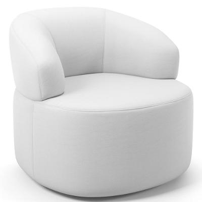 Poltrona Giratória Orgânica Helena L02 Para Sala De Estar Tecido Facto Branco Lyam Decor